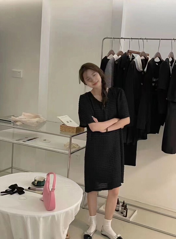 [the most] Korean simple round neck versatile dress 8866# HBx
