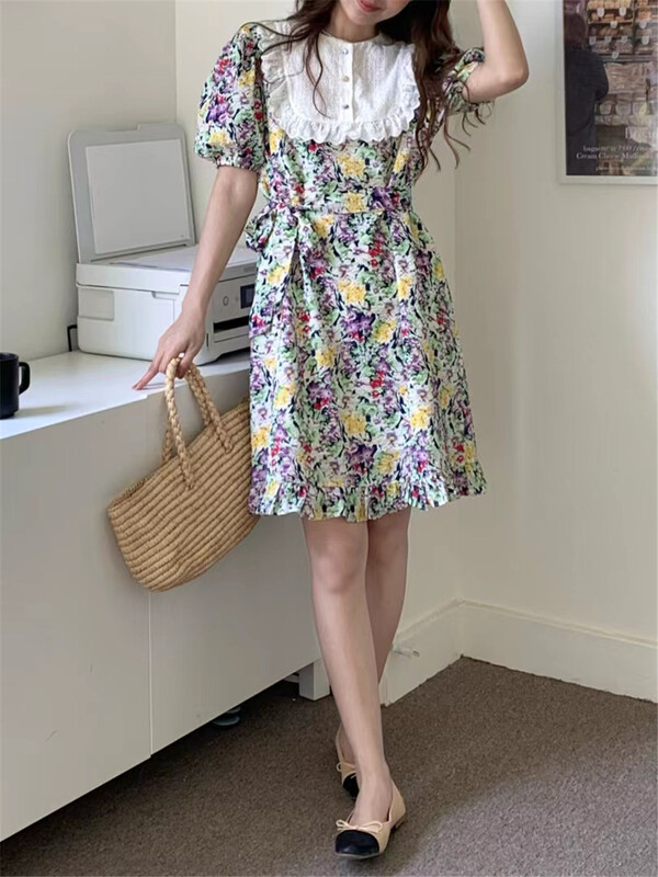 Original price 107.99! New in early summer! [MSN] Hong Kong Style Floral Dress lyq38# CLS