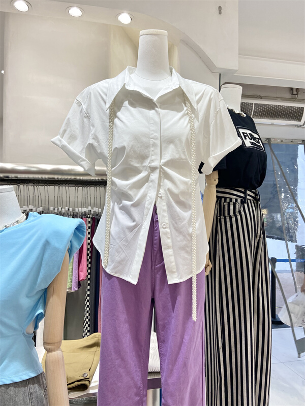 [Jun Jun] simple and versatile, foreign style, slim fitting short sleeved shirt 168821# CLS