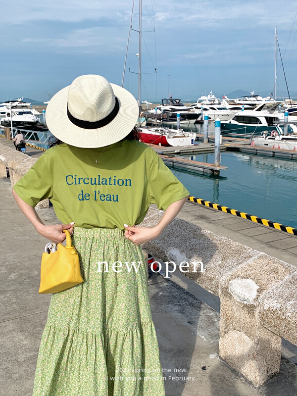 [new open] casual round neck loose short sleeve T-shirt gy22108# zxl
