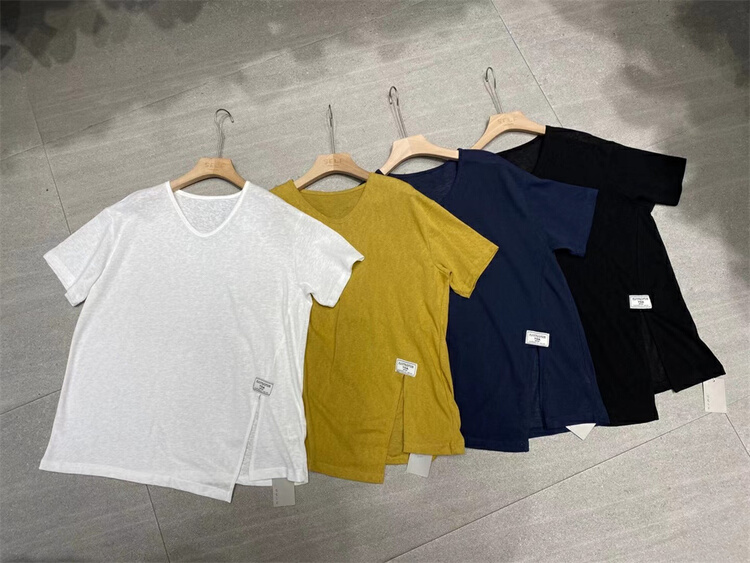 Original price 43.99! [self] Korean front split label short sleeve T-shirt 7020# zyh