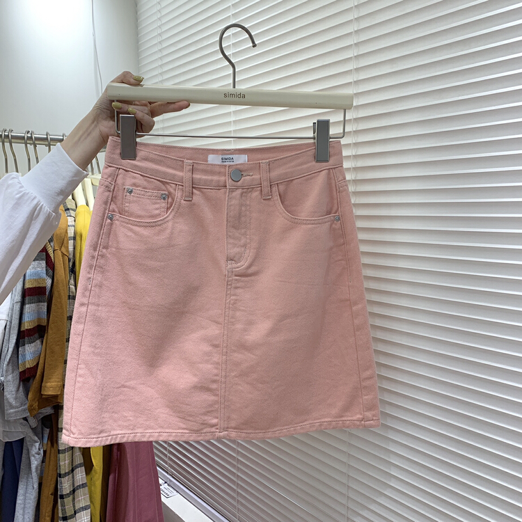 New year in early spring! [Simida / doroe] Korean simple and versatile pink denim skirt 10025# zxl