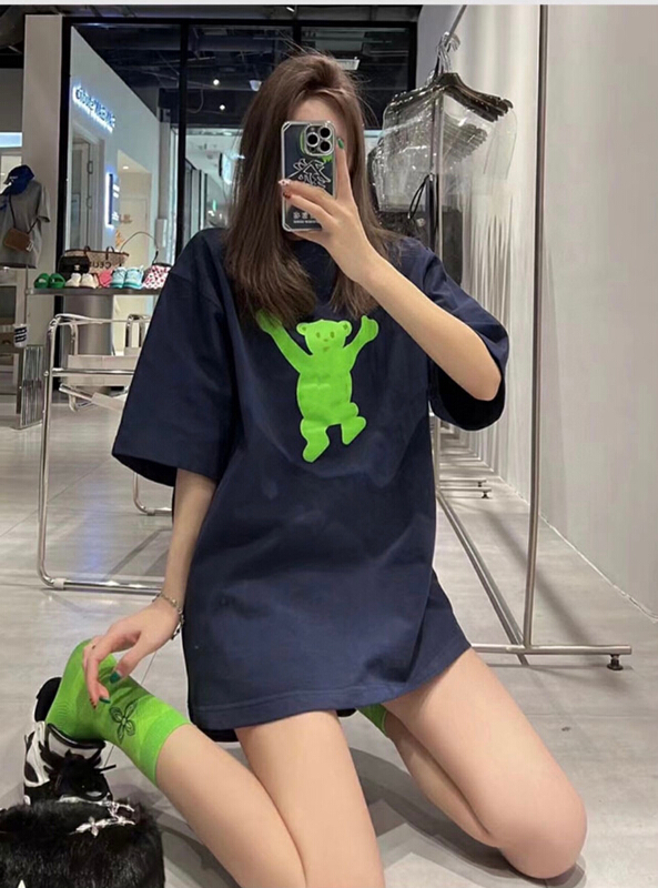 [wgwe] crew neck loose print versatile short sleeve T-shirt 1535# PCZ