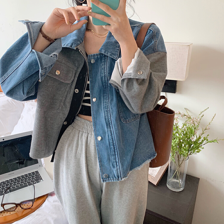 New year in early spring! [Dandan] Korean stitched denim jacket a1161# LSW