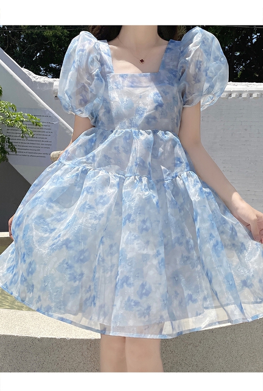 [twins] French gentle wind broken flower Bulgarian Rose Dress 8863# hjy