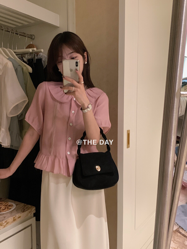New in early summer! [the day] Hanfeng doll collar single breasted shirt 18875# ll