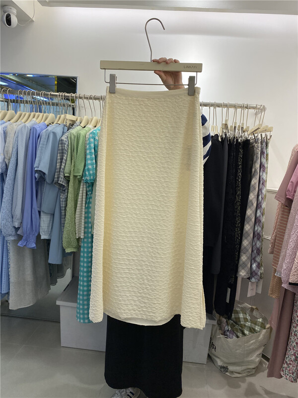 [linkayi] Korean solid color straight skirt 44446# hjy