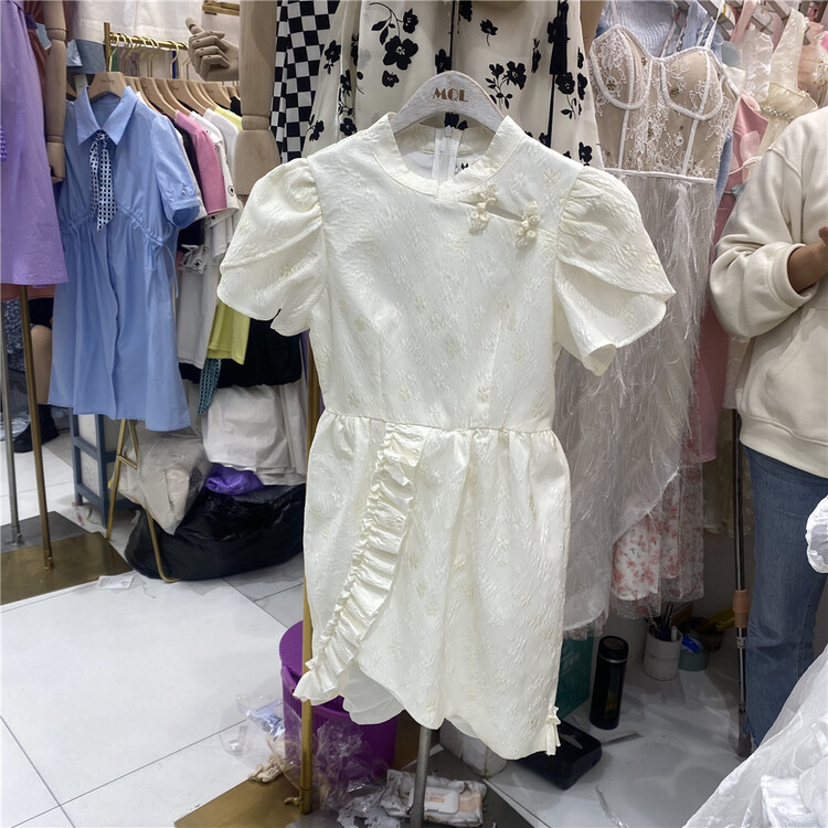 New in early summer! [MQL] elegant temperament buckle antique Ruffle Dress 794# CSX