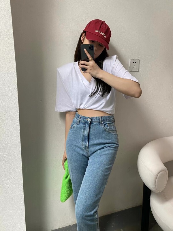 [modern 197] simple and versatile clean color short sleeve T-shirt 1699# zyh