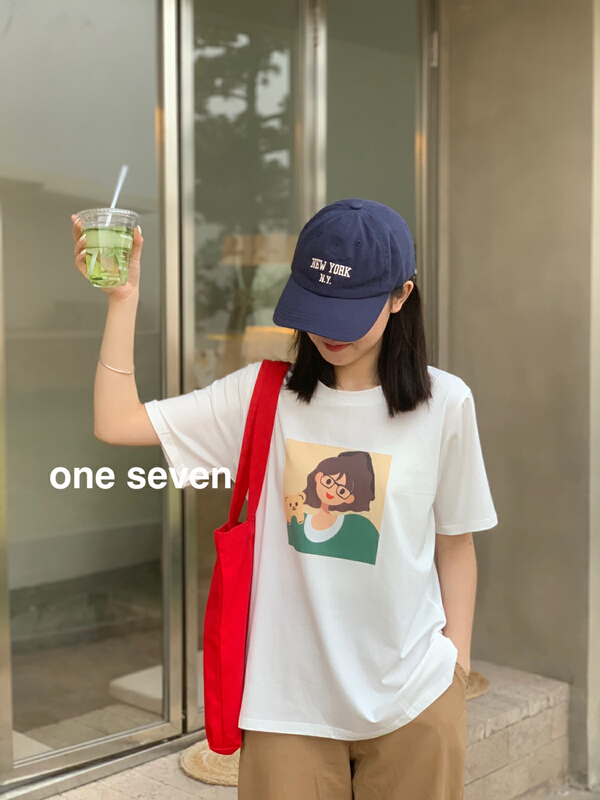 New year in early spring! [one seven] Korean little girl print Pullover short sleeve T-shirt 6882# XYY