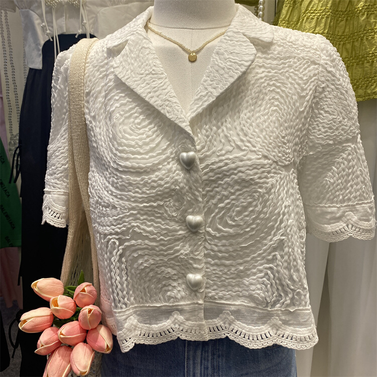 [CIG] gentle lady style suit collar shirt 621# zjy