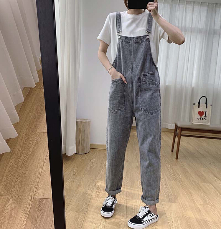 [M +] aging fashion Korean suspender pants ash 5519 blue 5587# CLS
