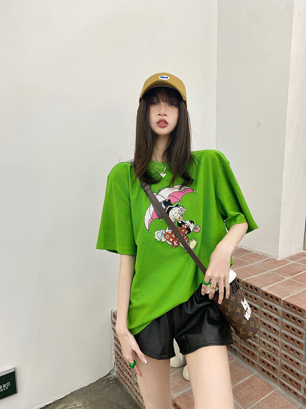 [Nancy] cartoon Donald Duck embroidered short sleeve T-shirt d6015# WPL