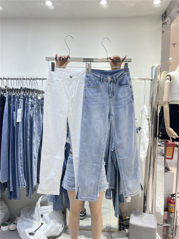 [洣 Cho] split fashion skinny jeans 6983# LSL