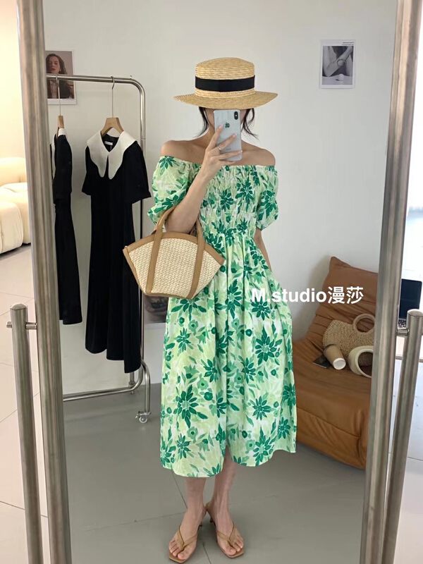 [MSTUDIO MANSA] elastic waist flower with thin temperament dress 026# ll