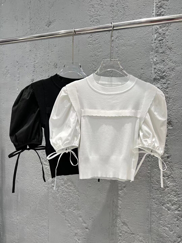 New in early summer! [DS] foreign style high-grade curved bead stitching sweater 51910d# XYJ