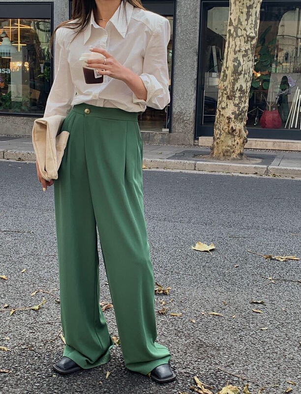 goods in stock! New year in early spring! [soul] Korean version straight tube wide leg floor dragging trousers at18023211k# CLS