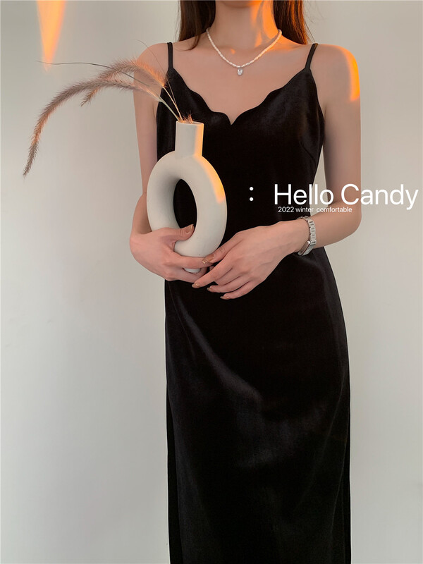 New year in early spring! [candy] temperament versatile velvet suspender dress a10765# ZSY