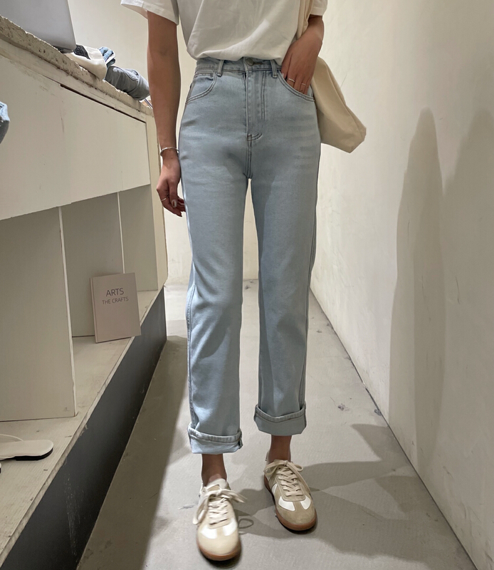 New year in early spring! [hey & Momo] light color straight jeans with curling 68002# ll