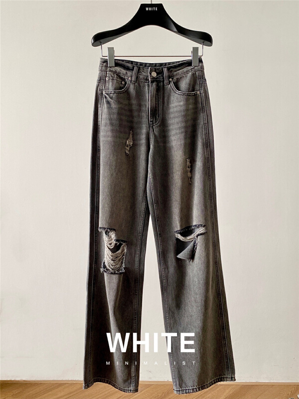 goods in stock! [white] straight and versatile baggy jeans 88295# XYJ