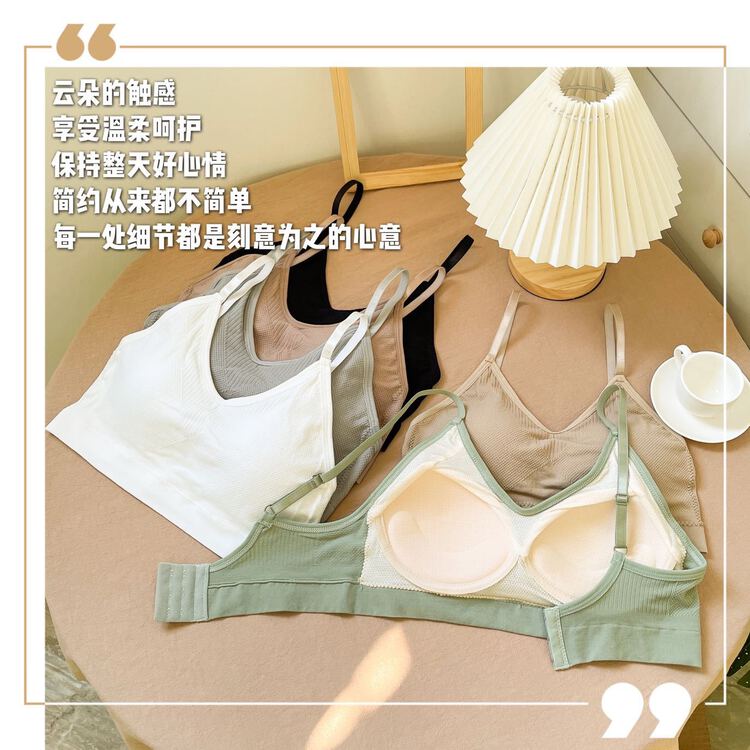 [inside] Korean version of simple girl's comfortable and breathable fixed breast pad gathered sports back underwear 22108# zxl