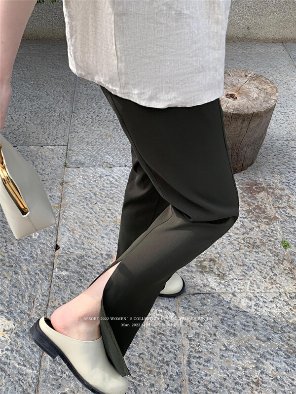 goods in stock! New year in early spring! [DT class] straight leg lazy style slit casual pants 4522# XYJ