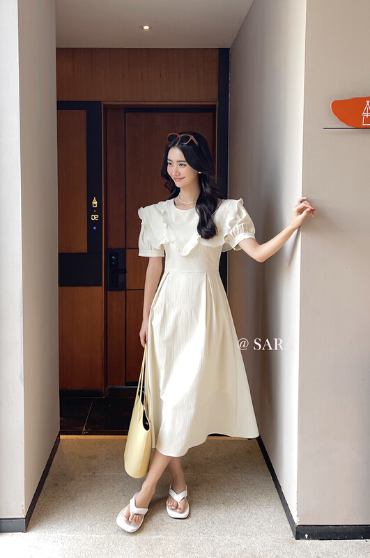 [Sara] sweet temperament fungus lace dress 90013# lwy
