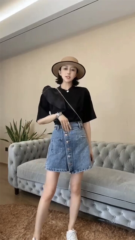 [洣 Cho] irregular button design half skirt 302# LSL