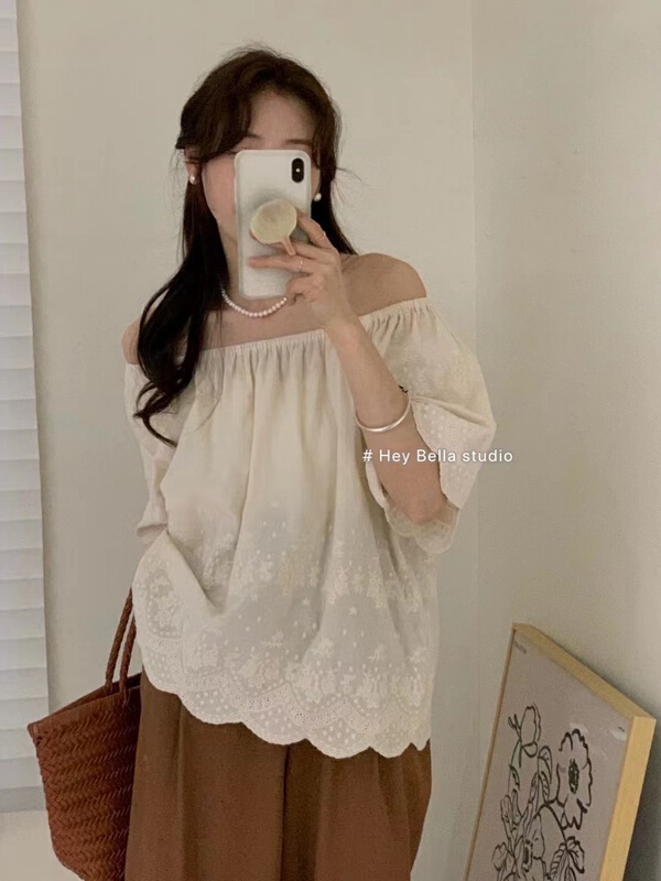 [hey Bella] one line collar fashion Korean small shirt ys1-1507# ll