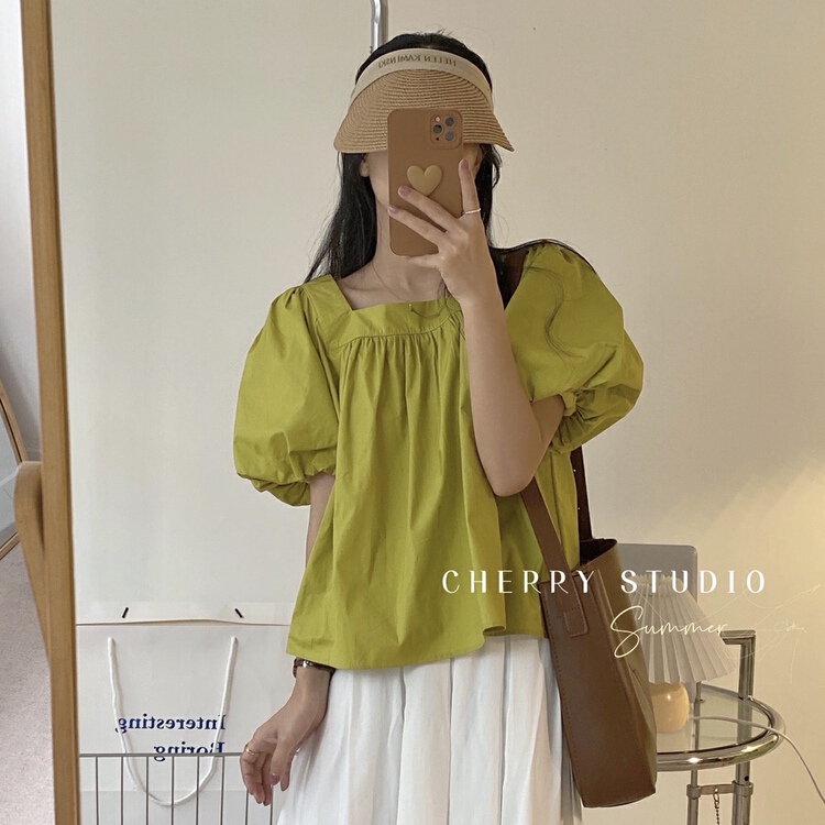 [cherry studio] Korean bubble sleeve candy shirt 5222# HBx