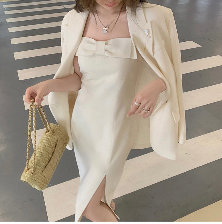 [x · h studio] French bow sleeveless suspender senior dress m510# ozq