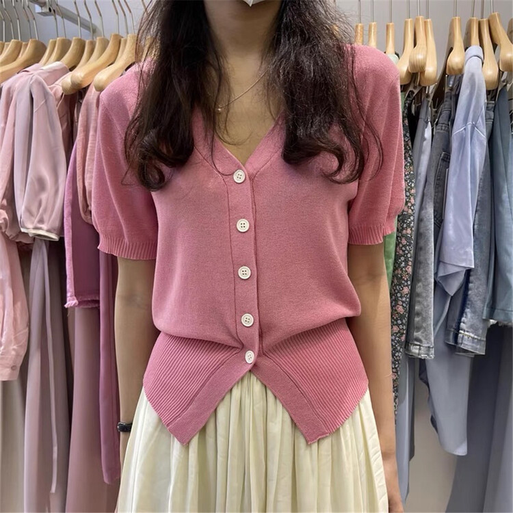 [Weika] simple V-neck single breasted knitted cardigan 8202# lwy