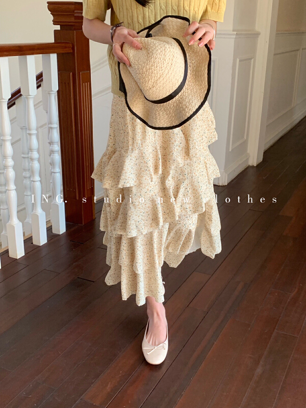 Original price 66.55! New year in early spring! [ing] sweet aging elastic waist light skirt ing-6122# ZSY