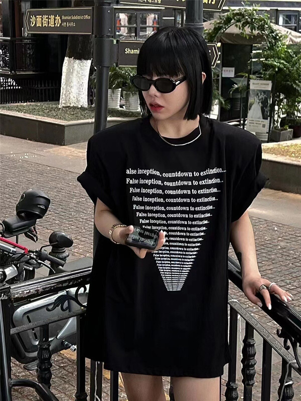 [didi] letter print loose short sleeve T-shirt 5149# ozq