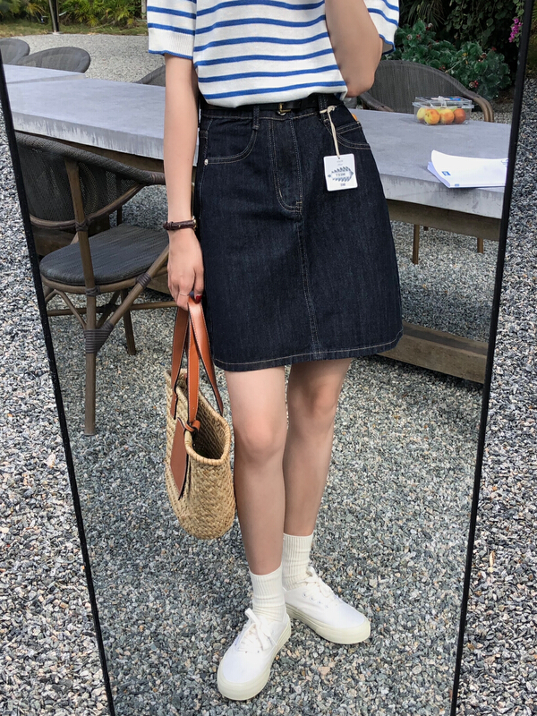 現貨!早春上新!【MEET ME】時尚經典顯瘦半身裙(配腰帶)  61106#  L