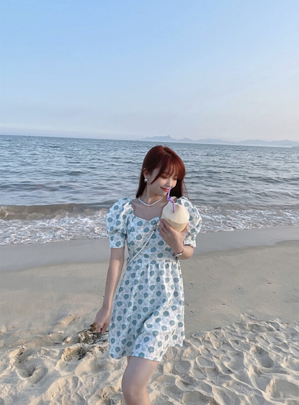 New in early summer! [twins] broken flower bow lady dress 8810# hjy