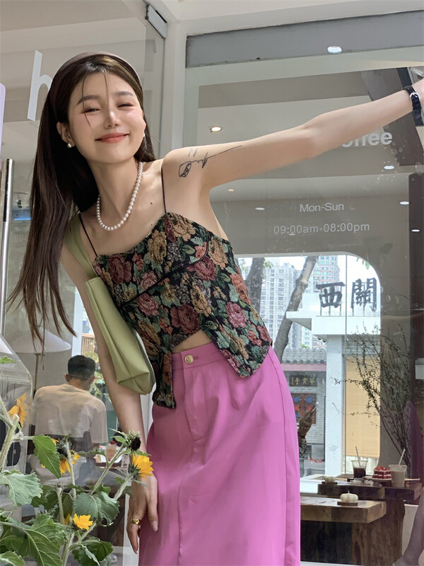 New in early summer! [timely rain] Han Feng ins sweet retro slim vest / suspender (excluding matching) 67011# WPL