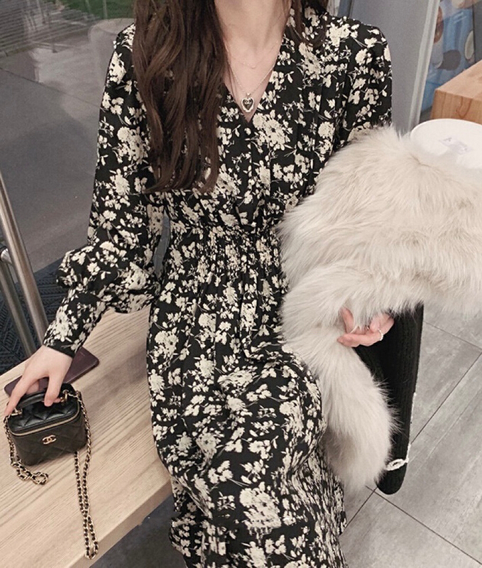 New year in early spring! [JH] net red floral medium length dress (excluding matching) 40988# PCZ