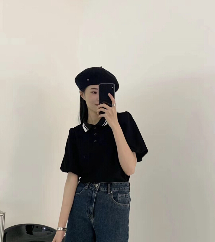 [Qixi] bubble sleeve color matching fashion short sleeve T-shirt 8925# XYY