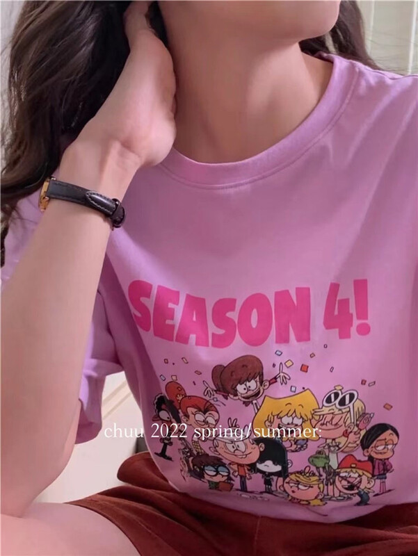[chuu] Korean casual cartoon printed short sleeve T-shirt 61170# HBx