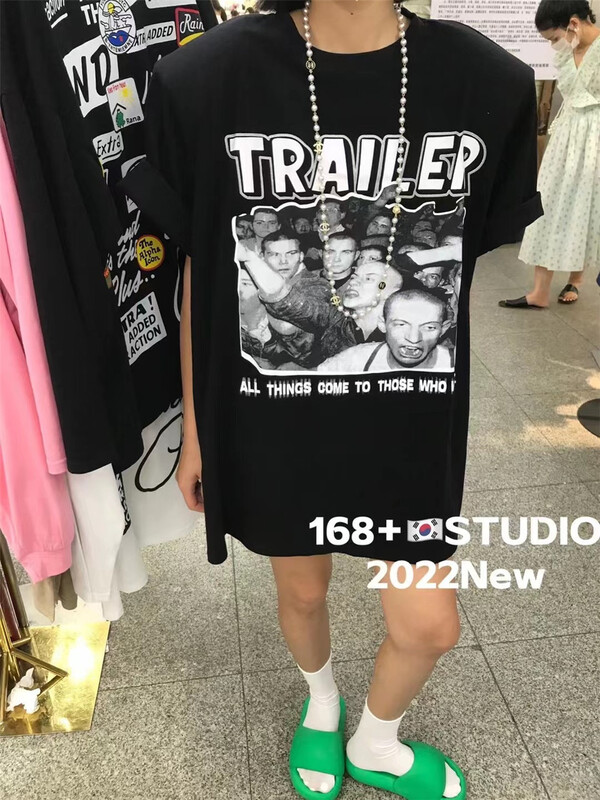 [168 +] Korean print Pullover short sleeve T-shirt 2399# WTT
