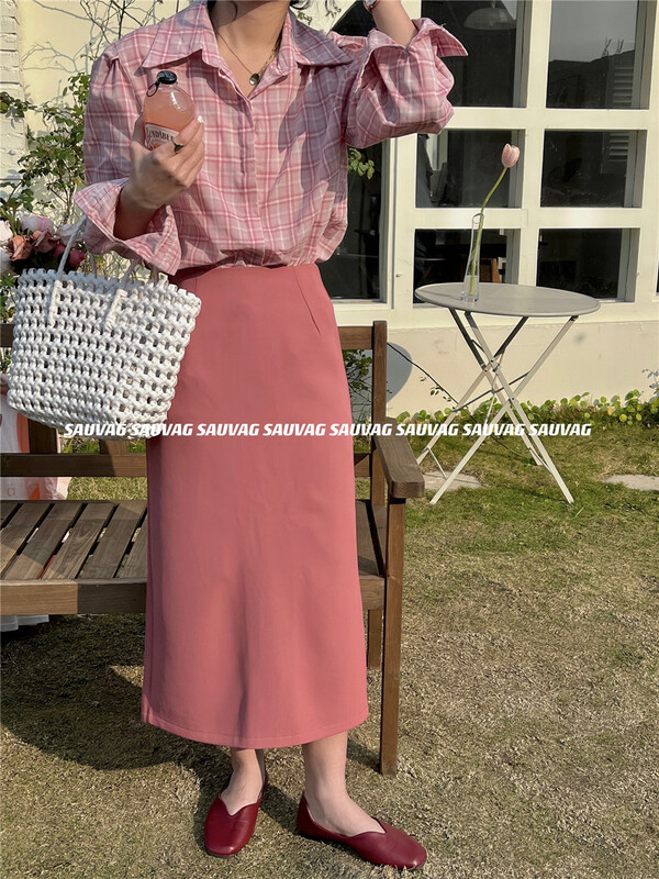 [sauvag] high waist lady temperament skirt c051# ll