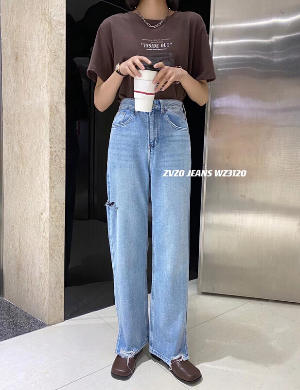 Original price 107.16! New in early summer! [zvzo] Korean style irregular jeans with holes wz3120# CLS