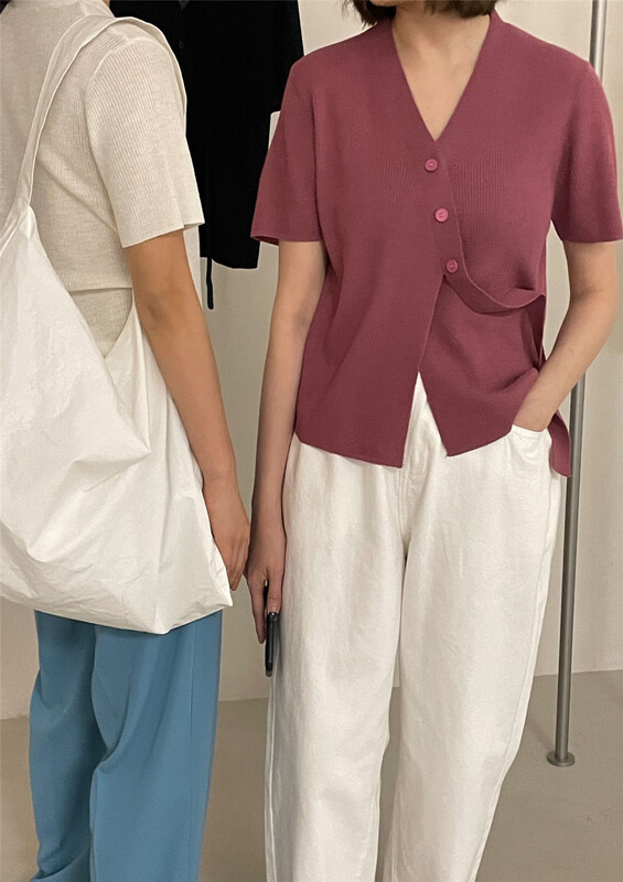 [clean space] gentle style personalized side breasted sweater 31535# CLS