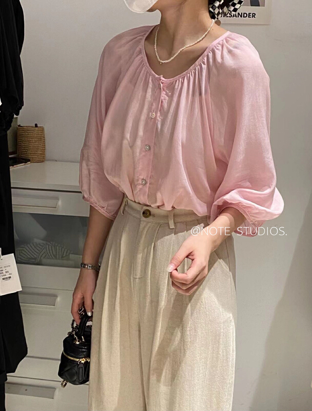 [note] simple temperament solid color sunscreen shirt 22391# HBx
