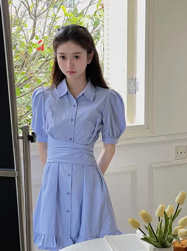 goods in stock! [are studio] design sense Lapel shirt bandage dress 9993# WPL