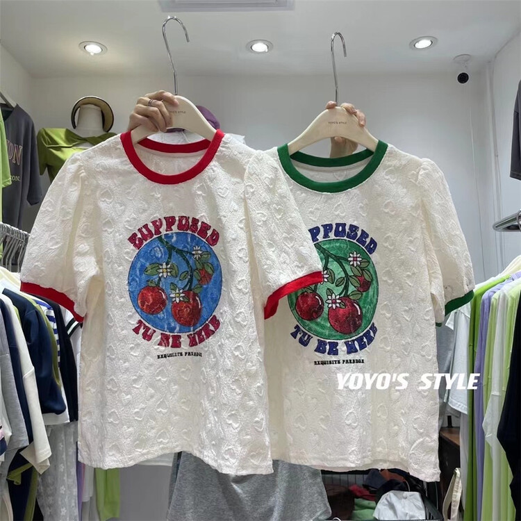 【YOYO'S】撞色圓領蕾絲小衫  8540#  XYY