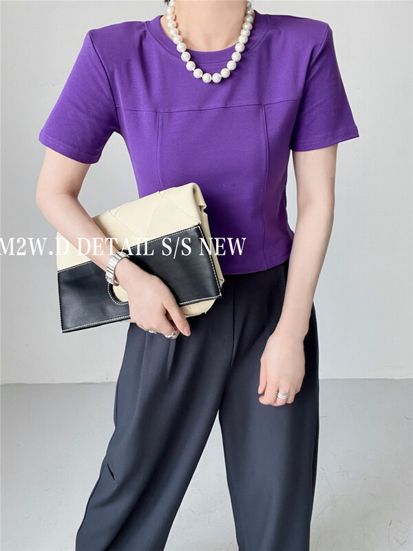 [m2w. D] solid short versatile short sleeve T-shirt 91073# ozq
