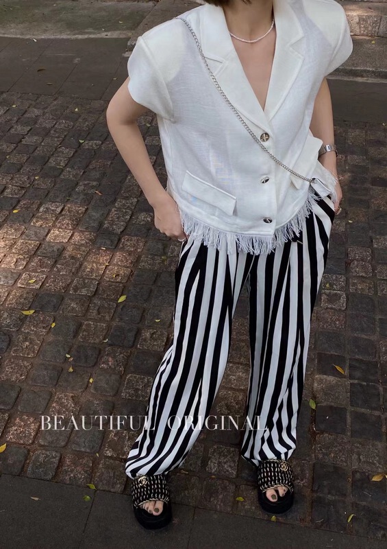 goods in stock! [B-O] tassel single breasted slim jacket (with bag) 67015# XYJ
