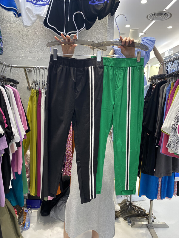 [al] Korean color blocking elastic waist casual pants 9005# lwy